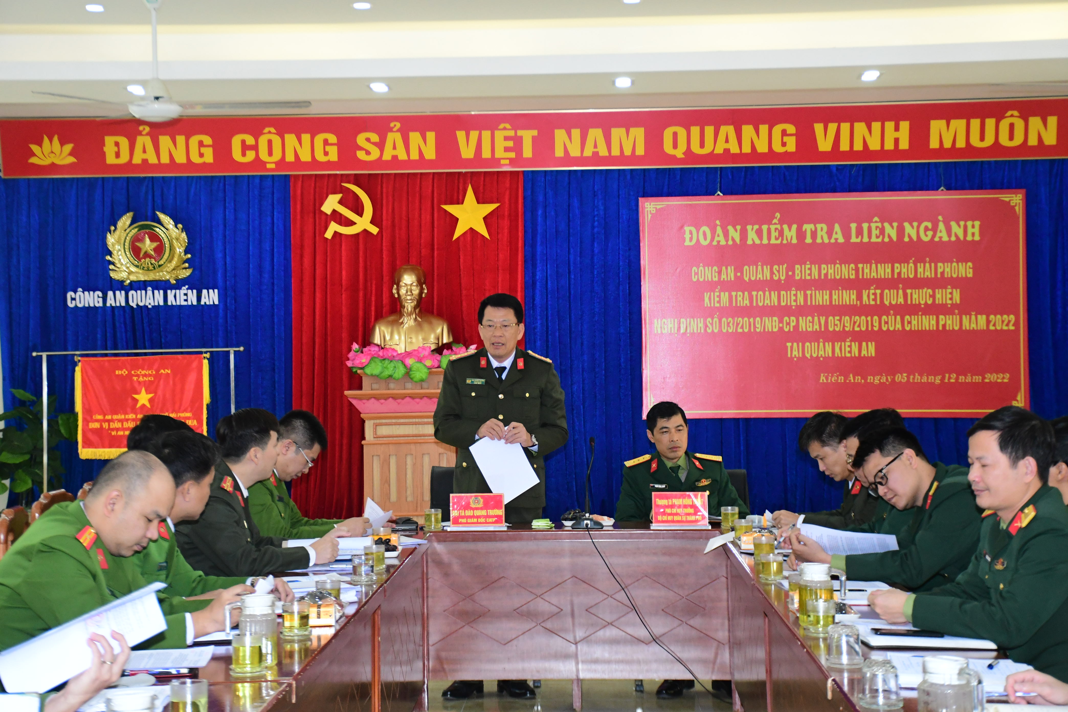 Đoàn kiểm tra liên ngành Công an – Quân sự - Biên phòng thành phố kiểm tra toàn diện kết quả thực hiện Nghị định số 03/2019/NĐ-CP quận Kiến An